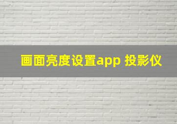 画面亮度设置app 投影仪